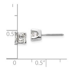 14k White Gold 4.5mm Princess Cut Stud Earring Mountings