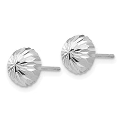 14k White Gold Polished & Diamond-Cut Half Ball Post Earrings - 2