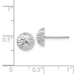 14k White Gold Polished & Diamond-Cut Half Ball Post Earrings - 2