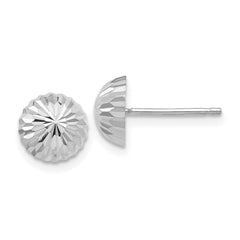 14k White Gold Polished & Diamond-Cut Half Ball Post Earrings - 2
