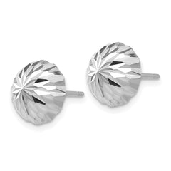 14k White Gold Polished & Diamond-Cut Half Ball Post Earrings - 3