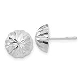 14k White Gold Polished & Diamond-Cut Half Ball Post Earrings - 3