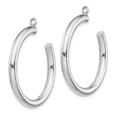 14k White Gold Polished Tube Hoop Earring Jackets - 2