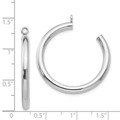 14k White Gold Polished Tube Hoop Earring Jackets - 2
