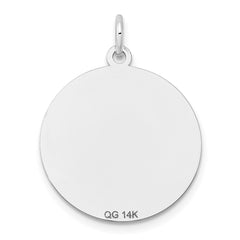 14k White Gold Etched Design .027 Gauge Round Engravable Charm