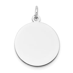 14k White Gold Plain .018 Gauge Round Engravable Disc Charm - 6