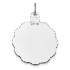 14k White Gold .018 Gauge Engraveable Scalloped Disc Charm - 2