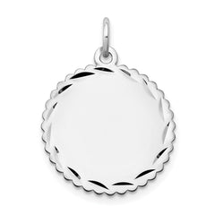14k White Gold .018 Gauge Engraveable Scalloped Disc Charm