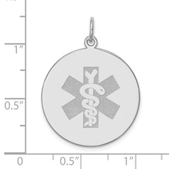 14k White Non-enameled Medical Jewelry Pendant
