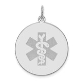 14k White Non-enameled Medical Jewelry Pendant