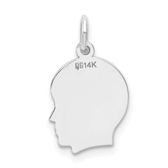 14k White Plain Small.009 Depth Facing Right Engravable Boy Charm