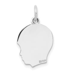 14k White Plain Medium.027 Depth Facing Right Engravable Boy Charm
