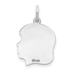 14k White Plain Medium.035 Depth Facing Right Engravable Girl Charm