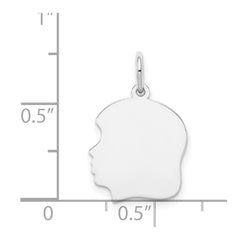 14k White Plain Medium.013 Depth Facing Left Engravable Girl Charm - 2