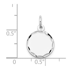 14k White Gold Etched .018 Gauge Engraveable Round Disc Charm - 3