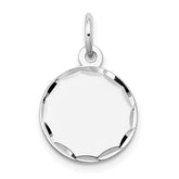 14k White Gold Etched .018 Gauge Engraveable Round Disc Charm - 3