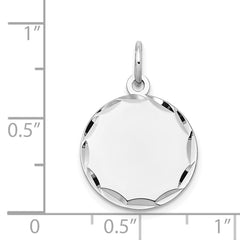 14k White Gold Etched .009 Gauge Engraveable Round Disc Charm - 2
