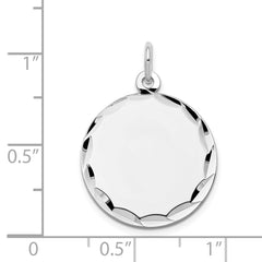 14k White Gold Etched .011 Gauge Engraveable Round Disc Charm - 3