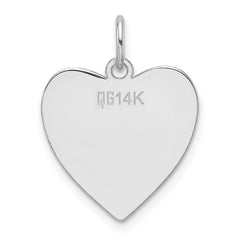 14k White Gold Plain .013 Gauge Engravable Heart Charm - 6