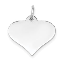 14k White Gold Plain .011 Gauge Engraveable Heart Disc Charm - 2