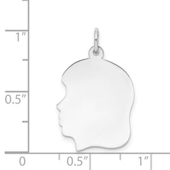 14k White Plain Medium.011 Depth Facing Left Engravable Girl Charm