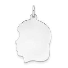 14k White Plain Medium.011 Depth Facing Left Engravable Girl Charm