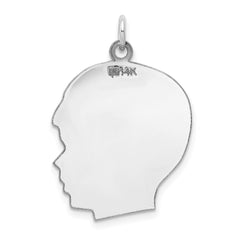 14k White Plain Large.013 Depth Facing Right Engravable Boy Charm