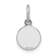 14k White Gold Plain .013 Gauge Round Engravable Disc Charm