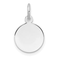 14k White Gold Plain .011 Gauge Round Engravable Disc Charm - 4