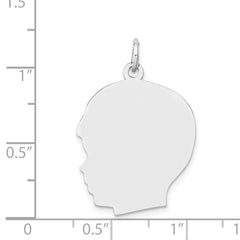 14k White Plain Large.013 Depth Facing Left Engravable Boy Charm