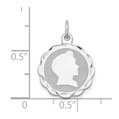 14kw Boy Head on .009 Gauge Engravable Scalloped Disc Charm