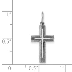 14k White Gold Solid Laser Etched Cross Pendant - 3