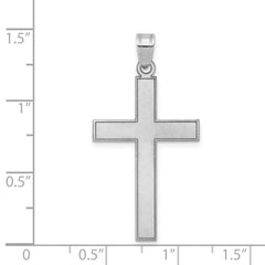 14k White Gold Florentine Satin Cross Pendant - 2