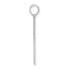 14k White Gold Solid Laser Etched Cross Pendant - 8