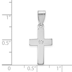 14k White Gold .01ct. Diamond Cross Pendant - 2