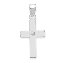14k White Gold .02ct. Diamond Cross Pendant - 2