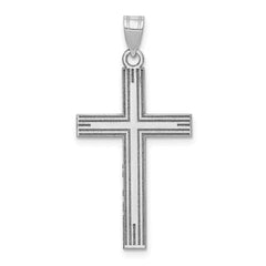 14k White Gold Solid Laser Etched Cross Pendant - 6