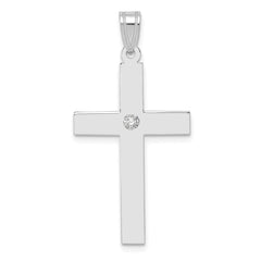 14k White Gold .02ct. Diamond Cross Pendant - 3