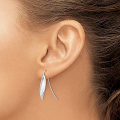 14k White Gold Curved Tear Drop Wire Earrings