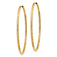 14k 1.5mm Satin Diamond-cut Endless Hoop Earrings - 3
