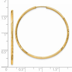14k 1.5mm Satin Diamond-cut Endless Hoop Earrings - 3