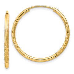 14k 1.5mm Satin Diamond-cut Endless Hoop Earrings - 5