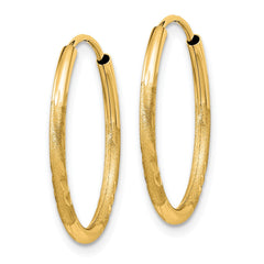 14k 1.5mm Satin Diamond-cut Endless Hoop Earrings - 4