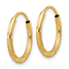 14k 1.5mm Satin Diamond-cut Endless Hoop Earrings - 2