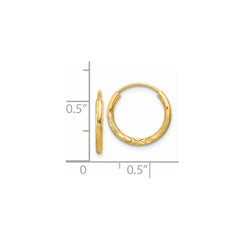 14k 1.5mm Satin Diamond-cut Endless Hoop Earrings - 2