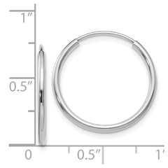 14k White Gold 1.5mm Polished Endless Hoop Earrings - 11