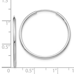 14k White Gold 1.5mm Polished Endless Hoop Earrings - 3