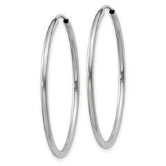 14k White Gold 1.5mm Polished Endless Hoop Earrings - 9