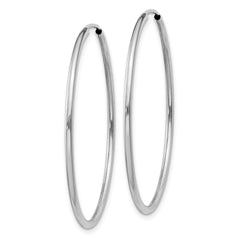 14k White Gold 1.5mm Polished Endless Hoop Earrings - 12