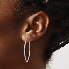 14k White Gold 1.5mm Polished Endless Hoop Earrings - 12